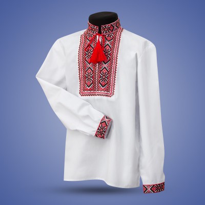 Embroidered shirt for boy "Strong Cossack" red